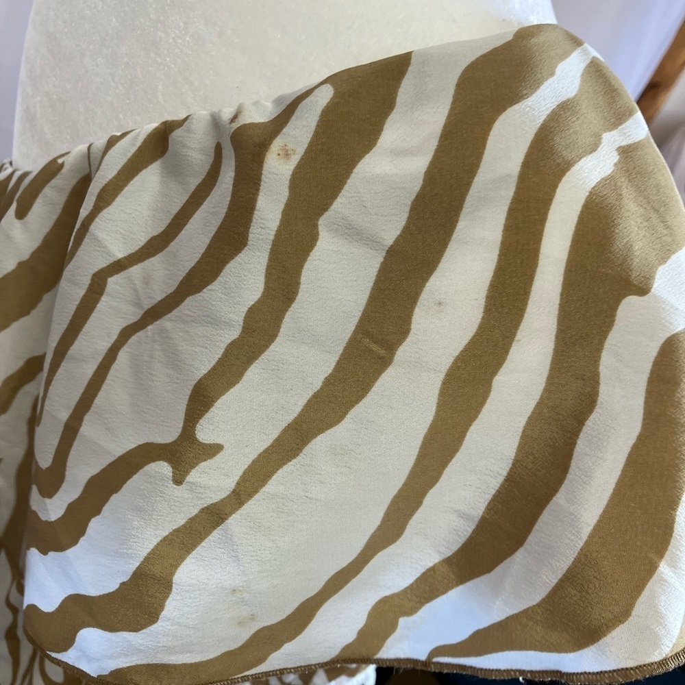 Madison Tan and White Zebra Print One Shoulder Top - Picture 3 of 10